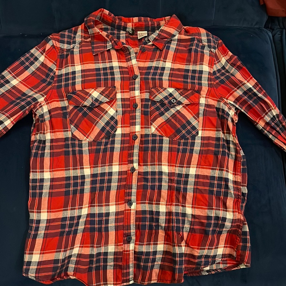 Flannel in red white and blue
